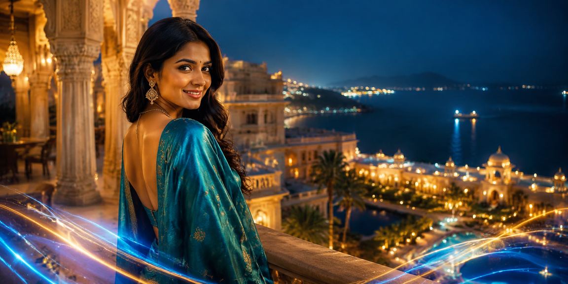 Indian woman playing card games in traditional attire