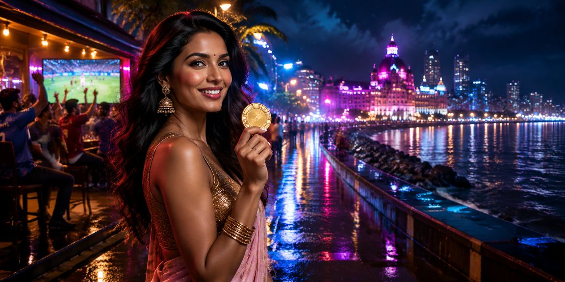 Mumbai city with neon lights and mobile betting